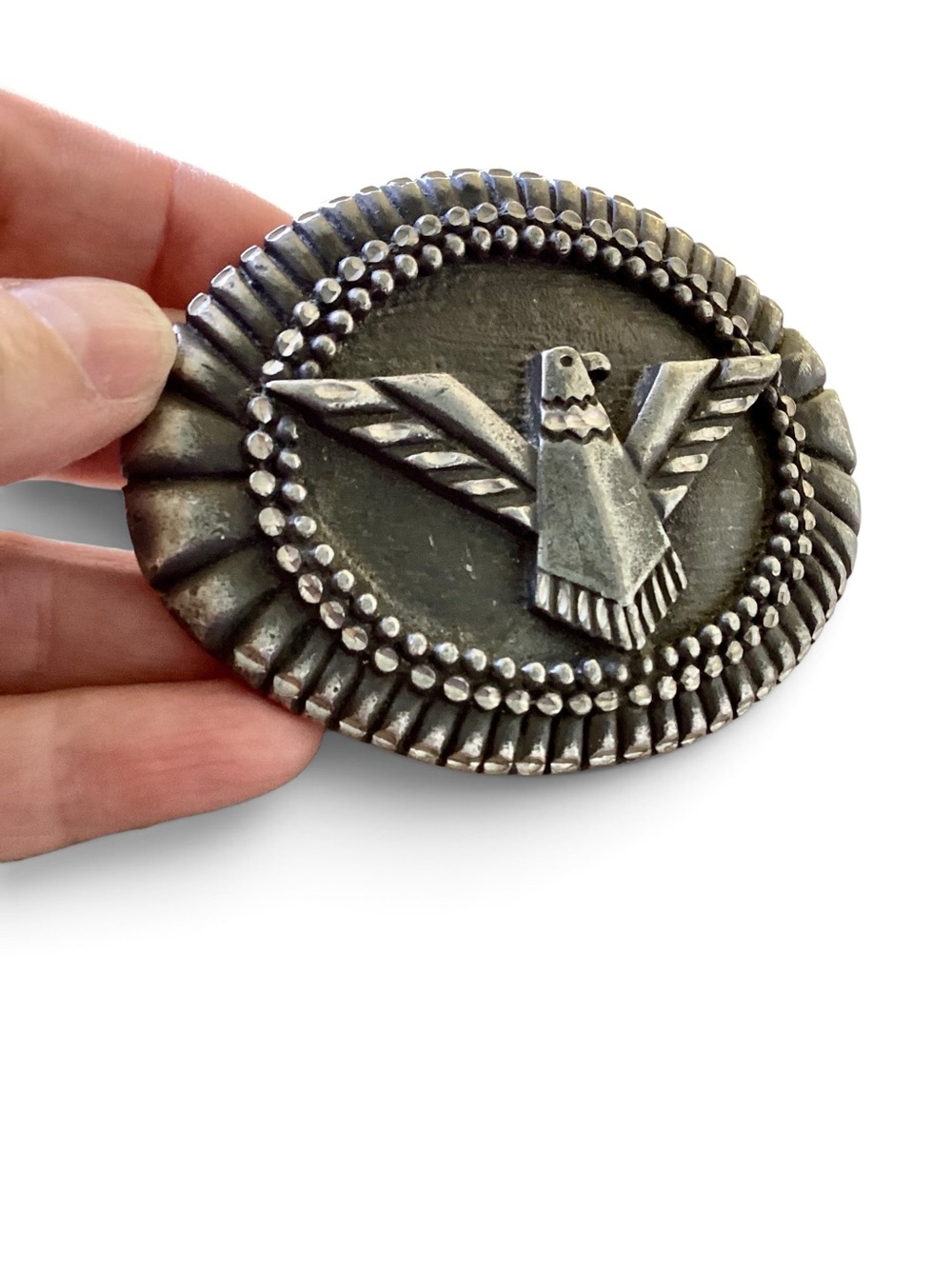 Vintage 1994 EGC Pewter Eagle Thunderbird Belt Buckle USA Made